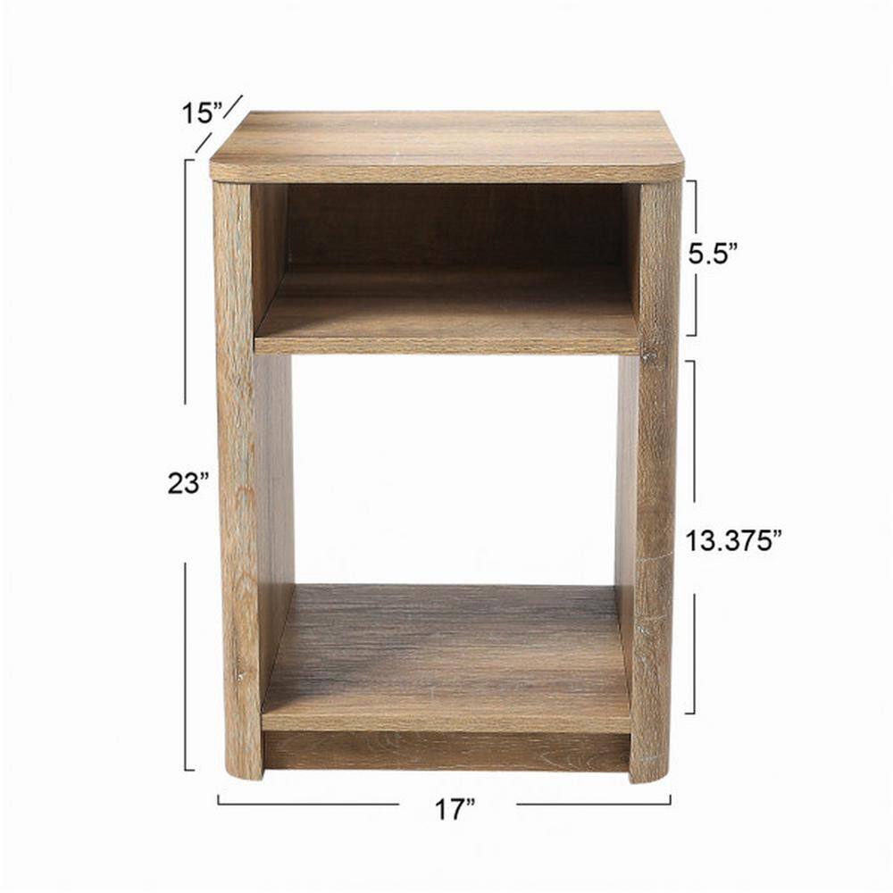 Coastal Oak Modern Farmhouse Nightstand with Storage Compartments