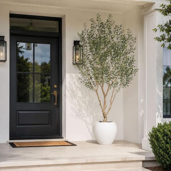 DR.Planzen Artificial 8 ft. Olive Tree with 18 in. White Planter