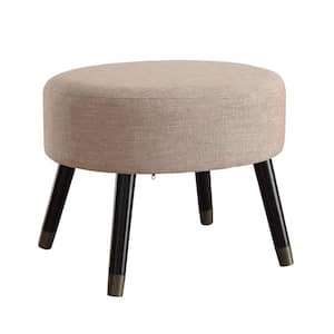 Designs4Comfort Mid Century Tan Fabric Upholstered Oval Ottoman Stool