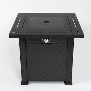 28 in. Propane Fire Pit Table 40000-BTU Outdoor Steel Gas Fire Pit Table with Fire Pit Lid, Rocks for Patio