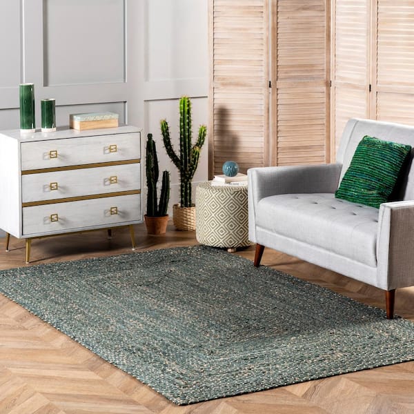 Otelia Solid Jute Green 5 ft. x 8 ft. Indoor Area Rug