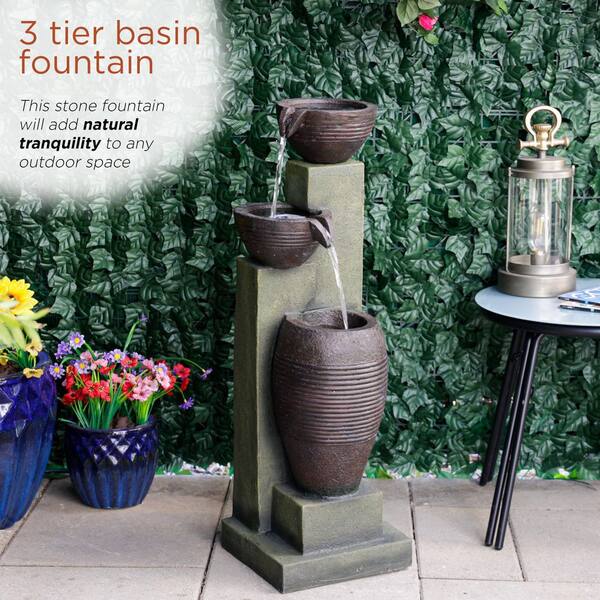 Alpine Corporation 32 in. Tall 3-Tier Basins Waterfall Fountain