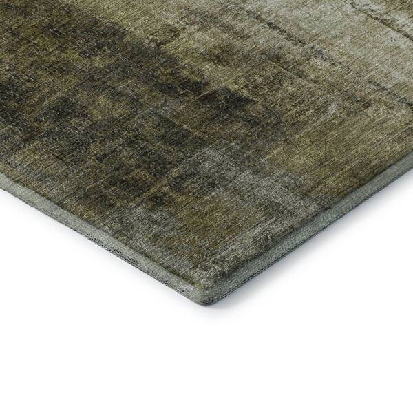 Mayfield Premium Machine Washable Abstract AMF1980 Olive 3 ft. x 4 ft. Area Rug