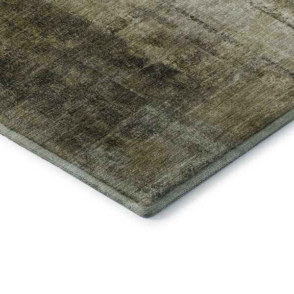 Mayfield Premium Machine Washable Abstract AMF1980 Olive 5 ft. x 7 ft. 6 in. Area Rug