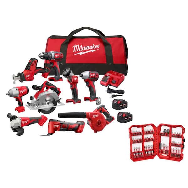 M18 18-Volt Lith-Ion Cordless Combo Kit (9-Tool) w/ (2) Batteries, Charger, Tool Bag, & Screw Driver Bit Set