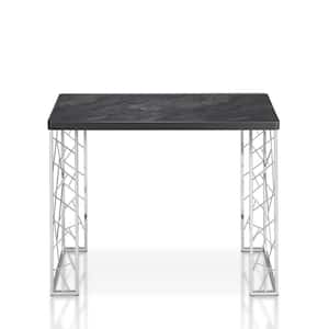 Raymond 40 in. Chrome/Black Rectangle Faux Marble Console Table