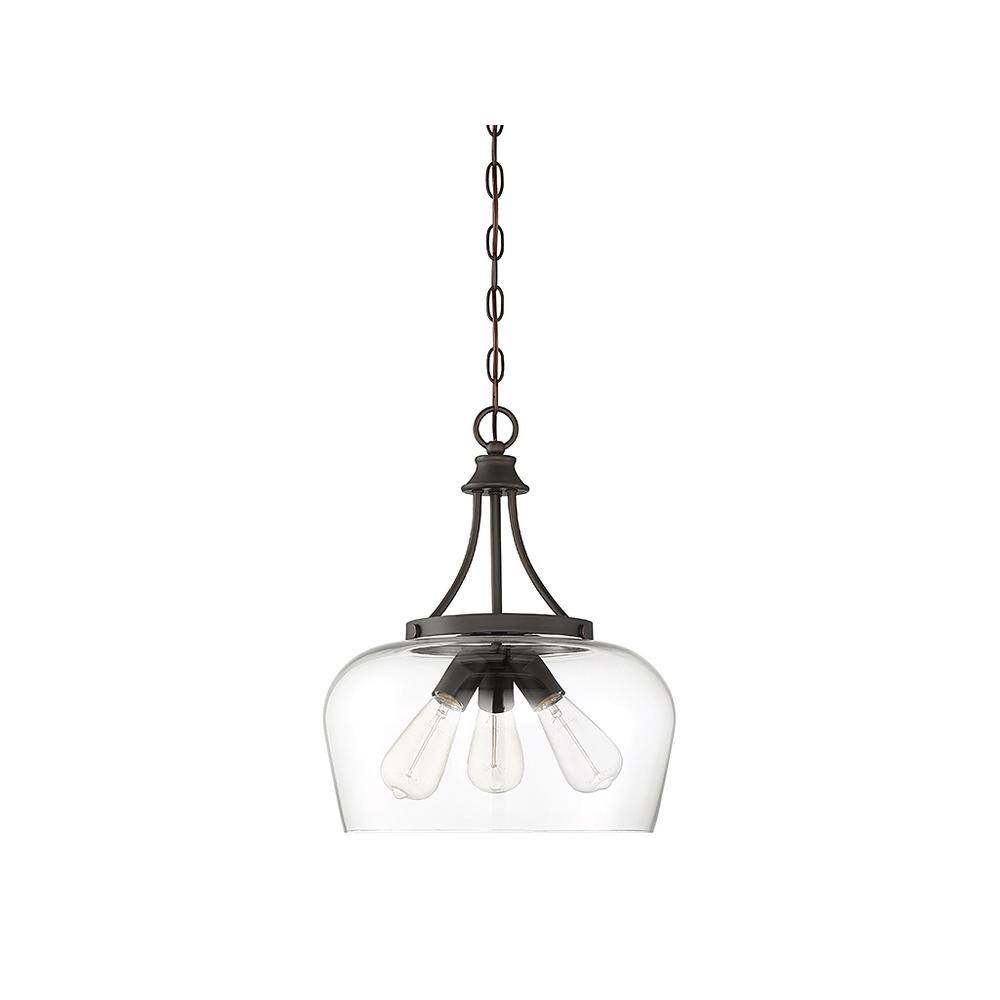 English Bronze Glass Transitional Pendant Light