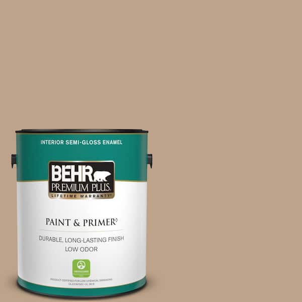 BEHR PREMIUM PLUS 1 gal. #N260-4 Merino Semi-Gloss Enamel Low Odor Interior Paint & Primer