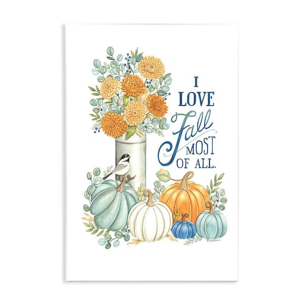 Stupell Industries Love Fall Still Life by Deb Strain 1-Piece Unframed Graphic Print Nature Poster Art Print 19 in. x 13 in.