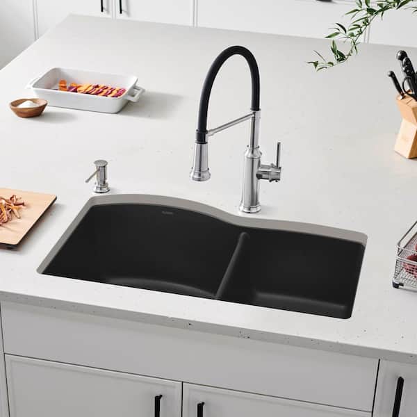 DIAMOND Undermount Granite Composite 32 in. 60/40 Double Bowl Kitchen Sink in Anthracite DIAMOND Undermount Granite Composite 32 in. 60/40 Double Bowl Kitchen Sink in Anthracite