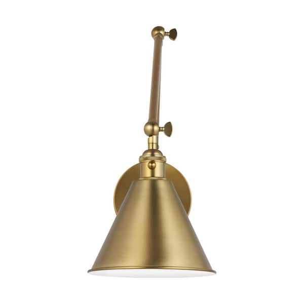 Generation Lighting Salem 1-Light Satin Brass Wall Sconce with Satin Brass Metal Shade