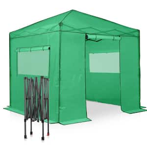 8 ft. W x 8 ft. D Green Portable Walk-In Pop-Up Gardening Greenhouse Canopy