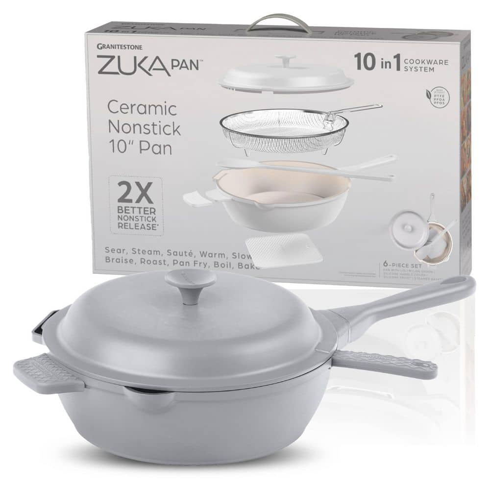 Gray Aluminum Nonstick Multi-Purpose Pan Set with Lid and Accessories