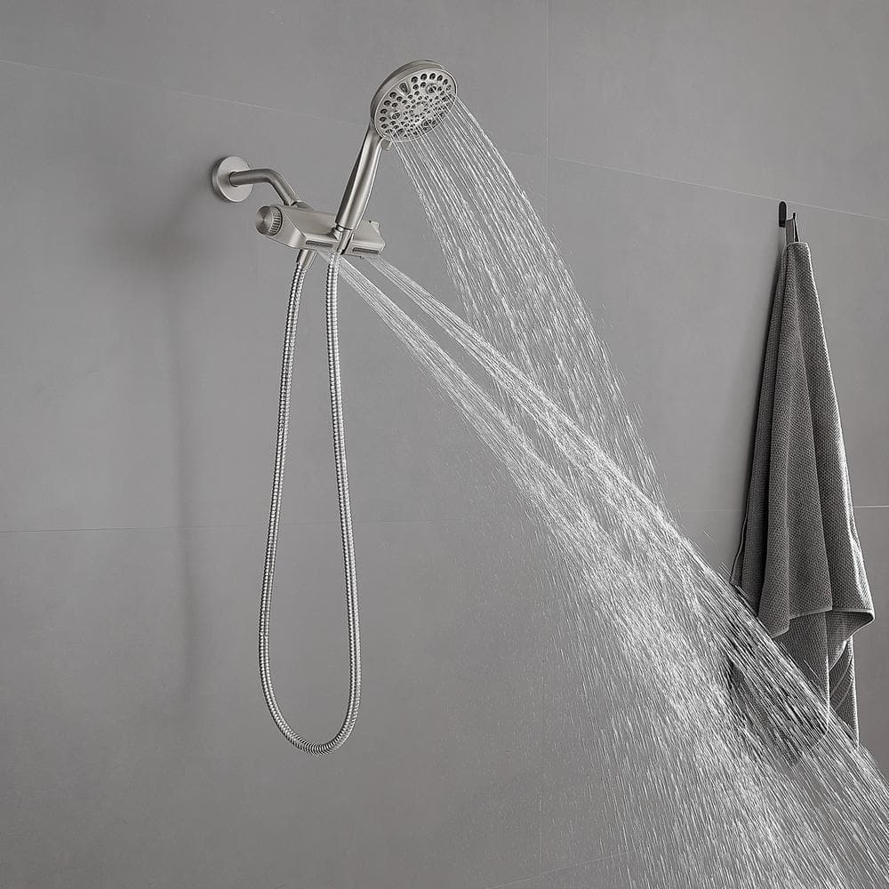 Brushed Nickel Dual Shower Head with Handheld and Filter