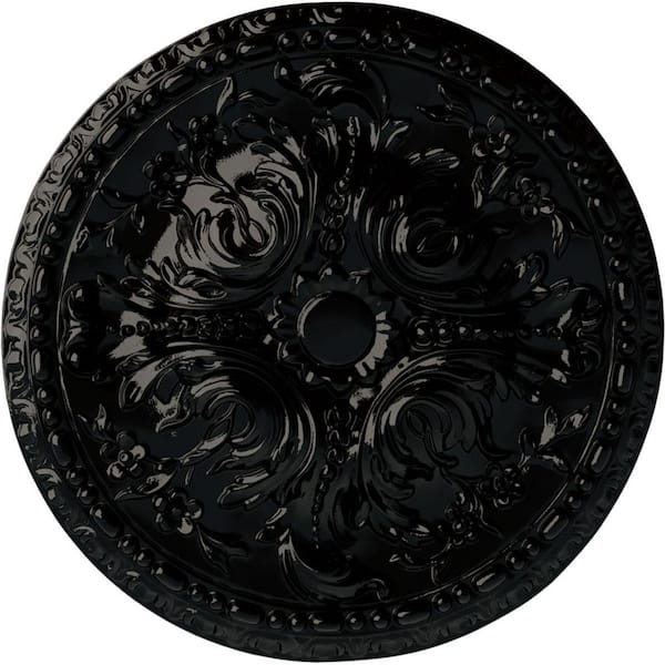 Ekena Millwork 19-5/8 in. x 3/4 in. Amelia Urethane Ceiling Medallion (Fits Canopies upto 2-3/8 in.), Black Pearl