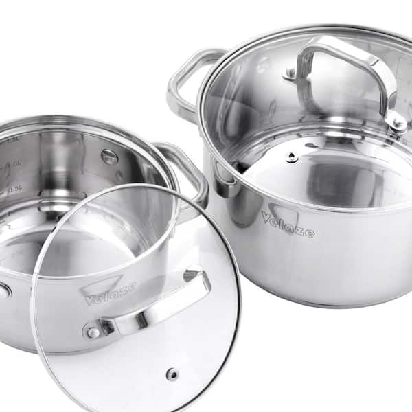 Velaze 14-Piece Stainless Steel Cookware Set Pot and Pan Sets with