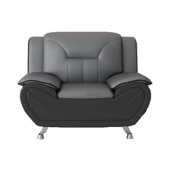 US Pride Furniture Sanuel 47.3 in. W Multi-Colored Gray/Black Faux Leather Club Chair (Set of 1)