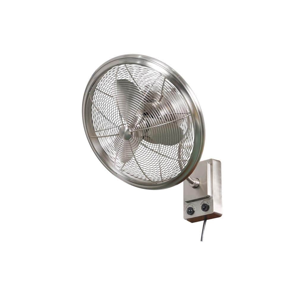 Wall Mount Fan 18in Oscillating Indoor Outdoor Brushes Nickel 3 Speed 1465 CFM 
