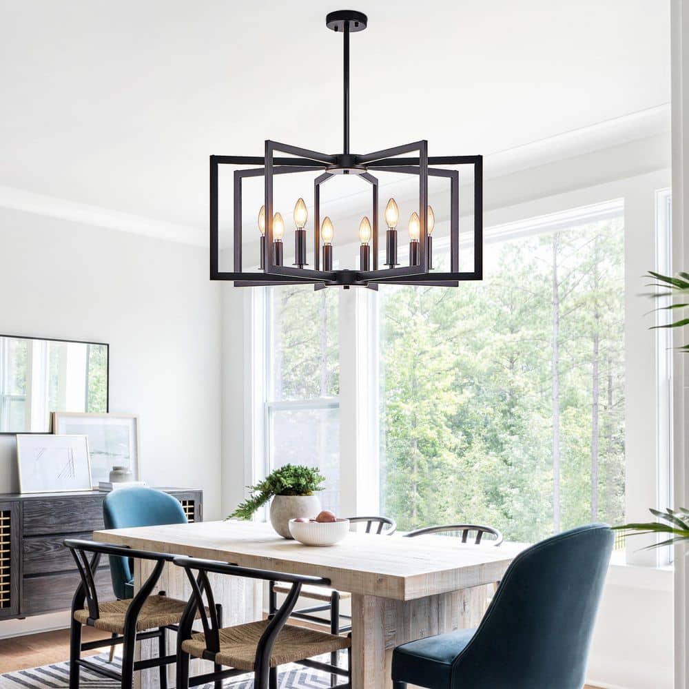 "27"" Width 8-Light Black Octagon Chandelier for Kitchen Island with no bulbs included" price history on PriceWatchPro