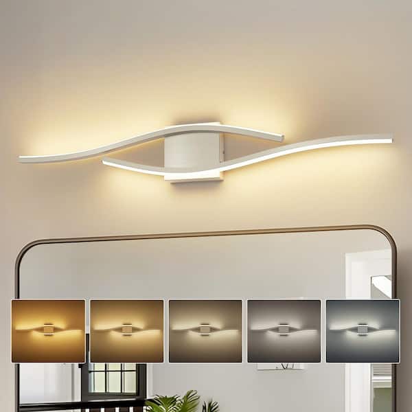 31.5 in. 1-Light Nickel LED Bathroom Vanity Light Bar with Dimmable and 5-CCT Adjustable Switch