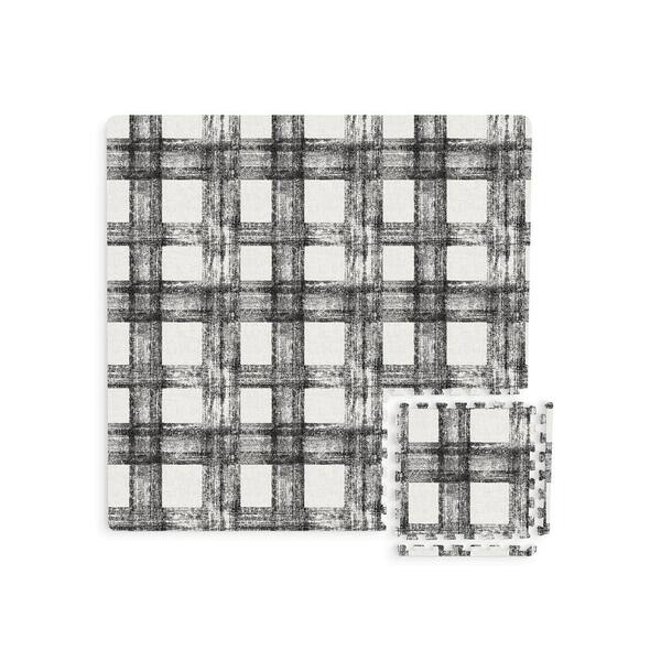 FloorPops Sawyer Black Plaid 11.4 in. x 11.4 in. Foam Interlocking Floor Tiles (44-Pieces/Case)