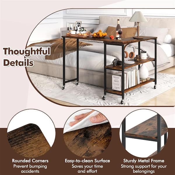 Costway 40 in. Rustic Brown 28.5 in. Large 360° Free