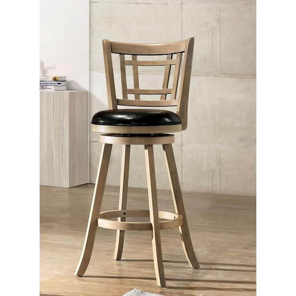Adilah 30 in. Maple Cushioned Swivel Bar Stool