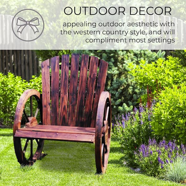 Garden Rustic Wooden Wagon Wheel Patio, Rustic Western Outdoor Furniture