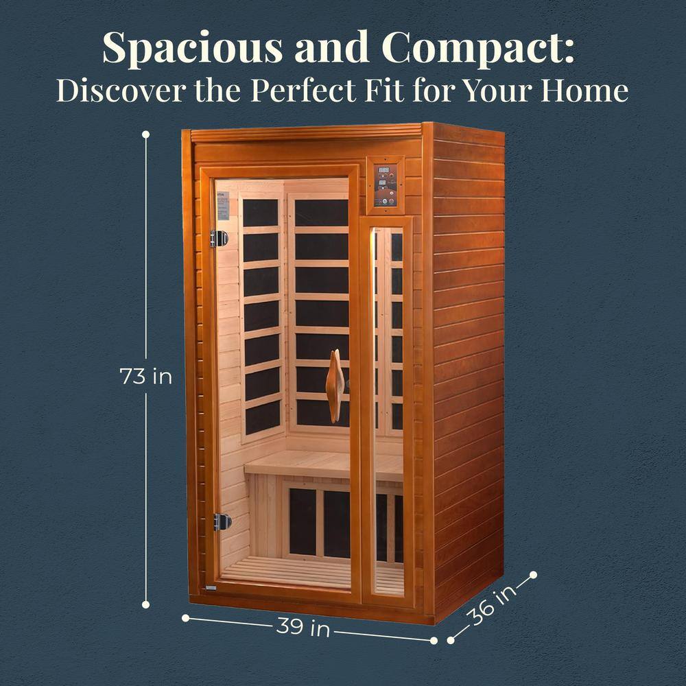 Barcelona 2-Person Hemlock Wood Infrared Sauna with Glass Door