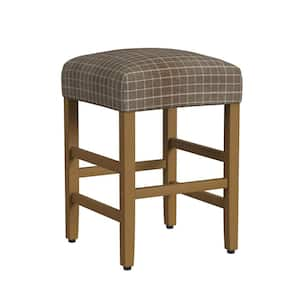 24.5 in. Brown Window Pane Print Square Counter Stool Counter Stool