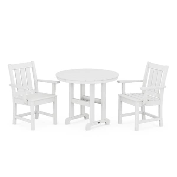 3-Piece Oxford Farmhouse Plastic Outdoor Bistro Set in White