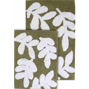 Monte Carlo Sage and White 21 in. x 34 in. and 17 in. x 24 in. 2-Piece Bath Rug Set