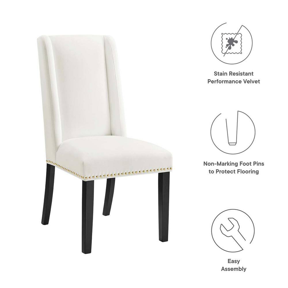 Elegant White Velvet Upholstered Side Chair with Wood Frame