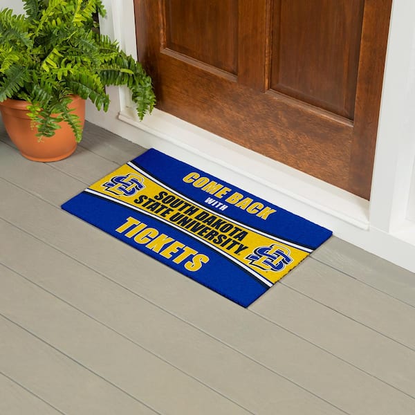 Evergreen South Dakota State University 28 in. x 16 in. PVC "Come Back With Tickets" Trapper Door Mat