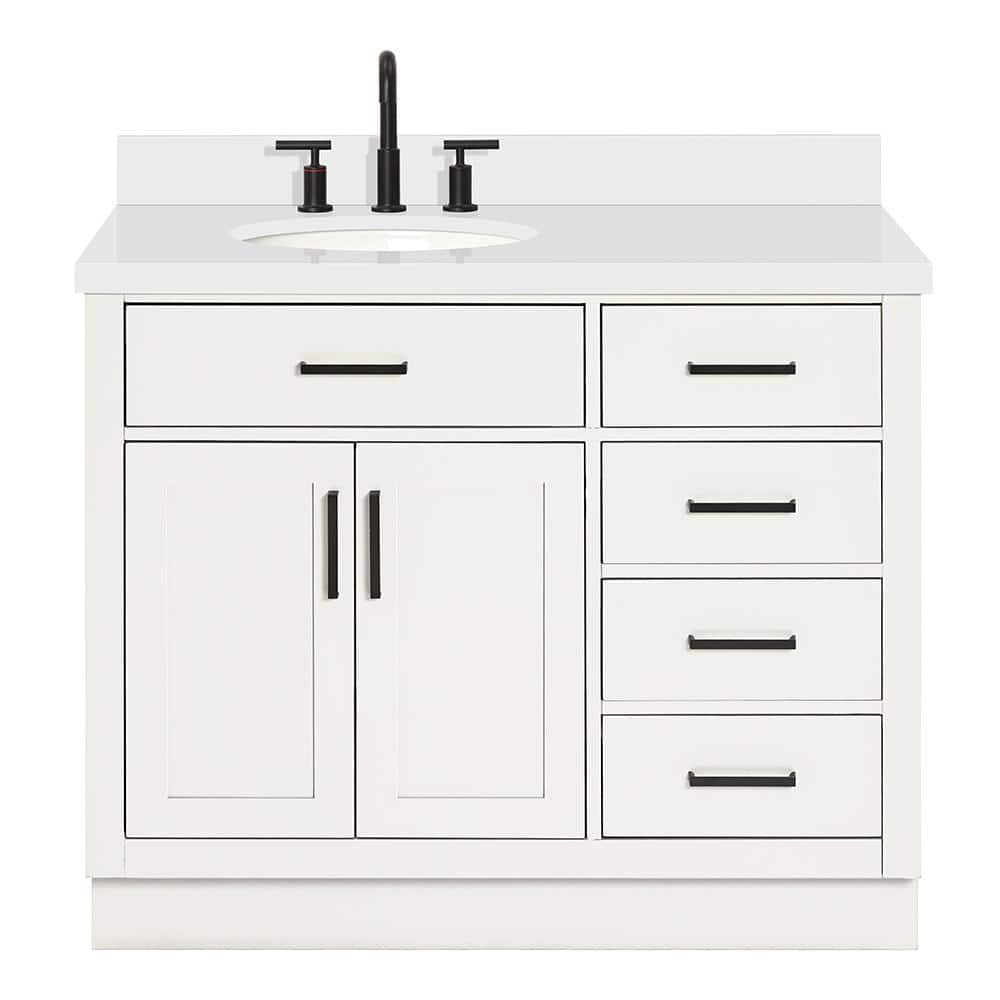 Hepburn 43" White Quartz Single Basin Vanity Set