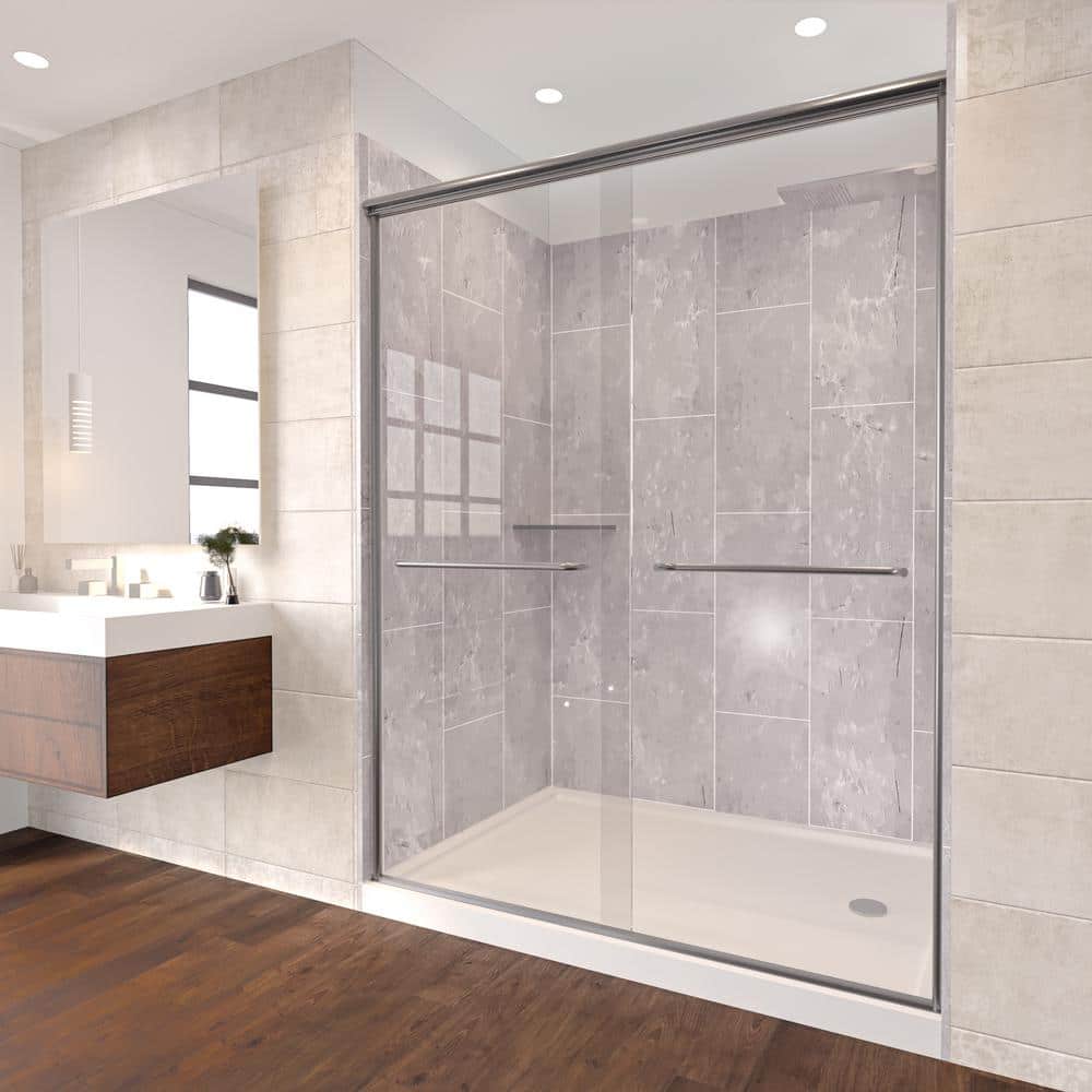 NuVo Platinum Grey-Rainier 60 in. x 30 in. x 83 in. Base/Wall/Door