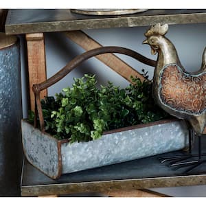 16 in. x 18 in. Grey Metal Farmhouse Planter (Set of 2)