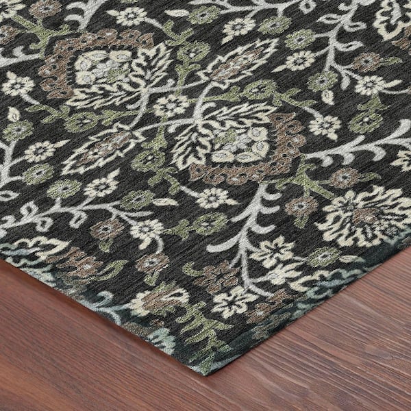 Chantille Machine Washable Indoor/Outdoor Abstract ACN2634 Black 8 ft. x 10 ft. Area Rug