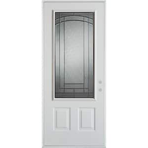36 in. x 80 in. Chatham Patina 3/4 Lite 2-Panel Painted White Left-Hand Inswing Steel Prehung Front Door