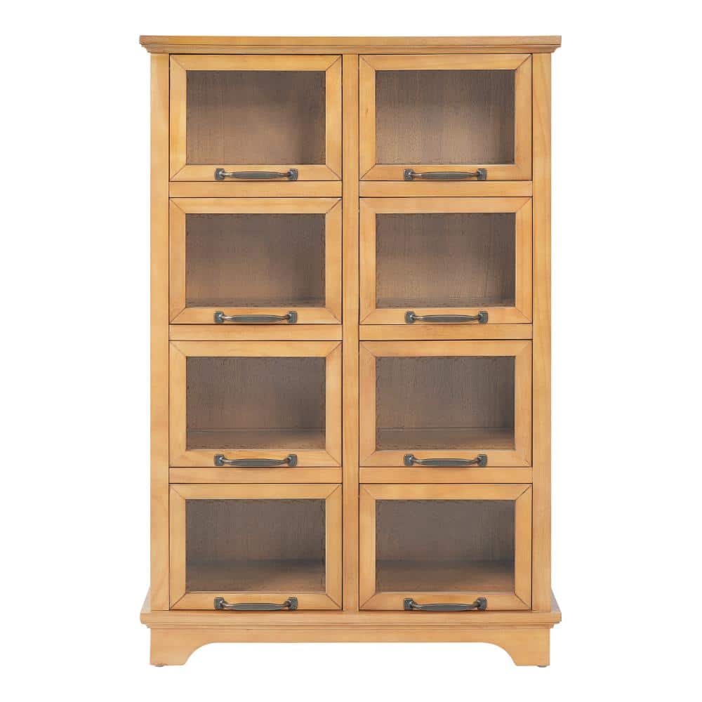 26 in. W x 15 in. D x 40.22 in. H Brown Linen Cabinet with 8 Doors