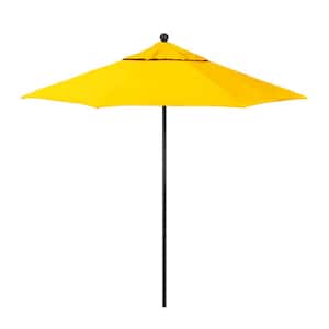 7.5 ft. Stone Black Aluminum Market Patio Umbrella with Fiberglass Ribs and Push-Lift in Dandelion Pacifica Premium