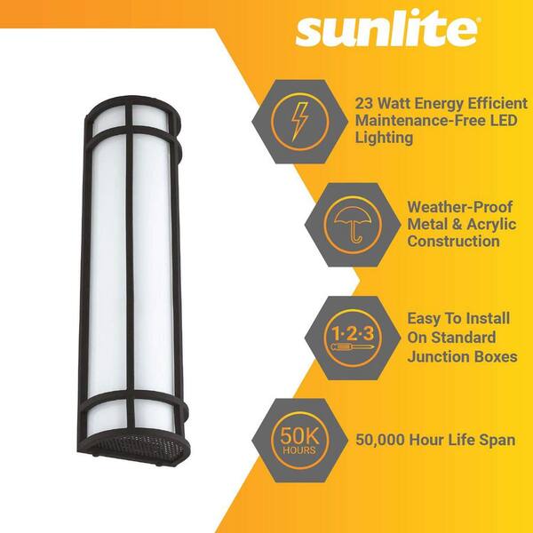 23W 3000K Warm White Indoor/Outdoor Sunlite LED 24" Mission Style Sconce 
