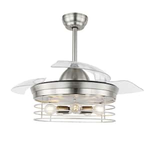 Elyria 42 in. Indoor Nickel Ceiling Fan Modern Industrial 3-Speed Retractable with Light, Remote Control, Silent Motor