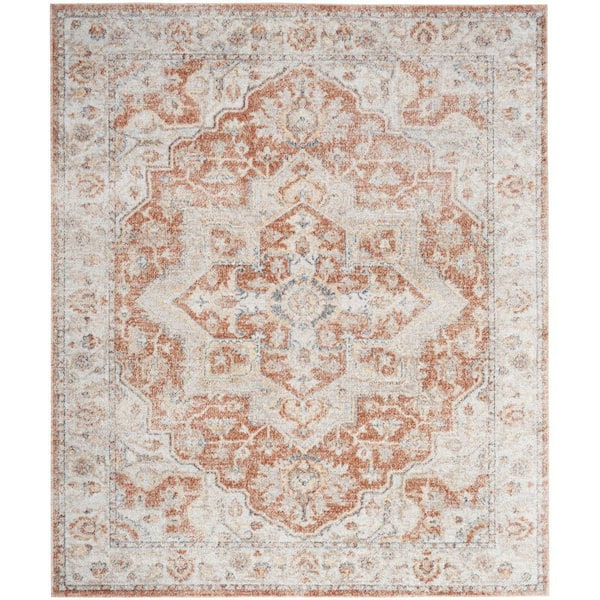 Nourison Astra Machine Washable Gold Multicolor 8 ft. x 10 ft. Distressed Traditional Area Rug