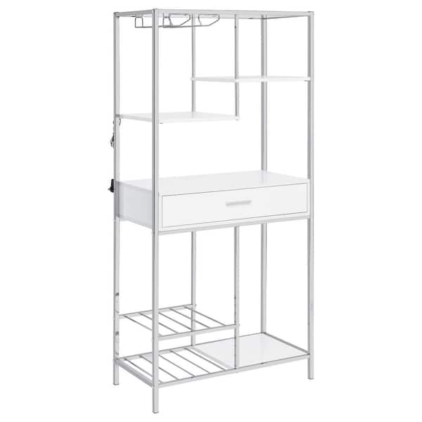 Coaster Figueroa White High Gloss and Chrome Bar Cabinet