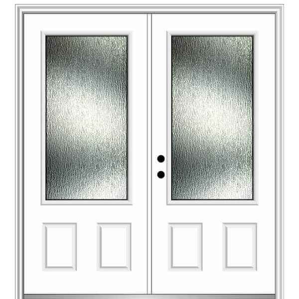 MMI Door Rain Glass 72 in. x 80 in. Right-Hand Inswing 3/4 Lite 2-Panel Primed Prehung Front Door on 6-9/16 in. Frame
