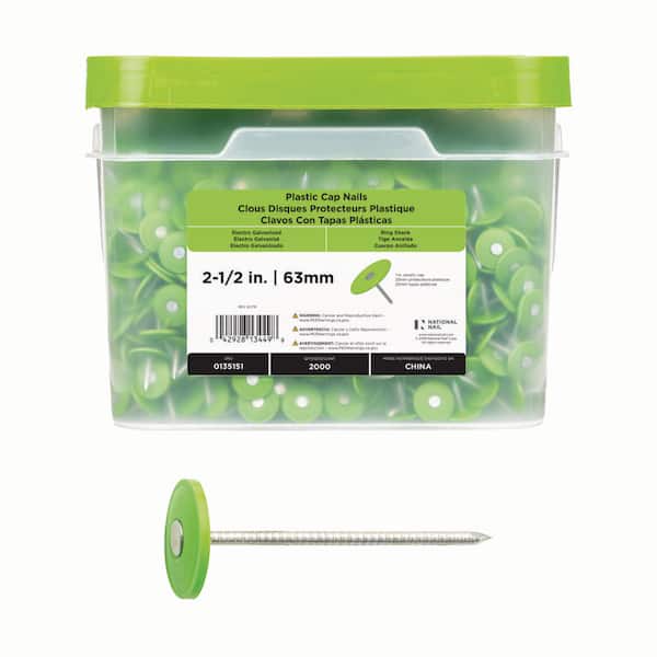2-1/2 in. x 12-Gauge Electrogalvanized Ring Shank Plastic Cap Roofing Nail (2000-Pack)