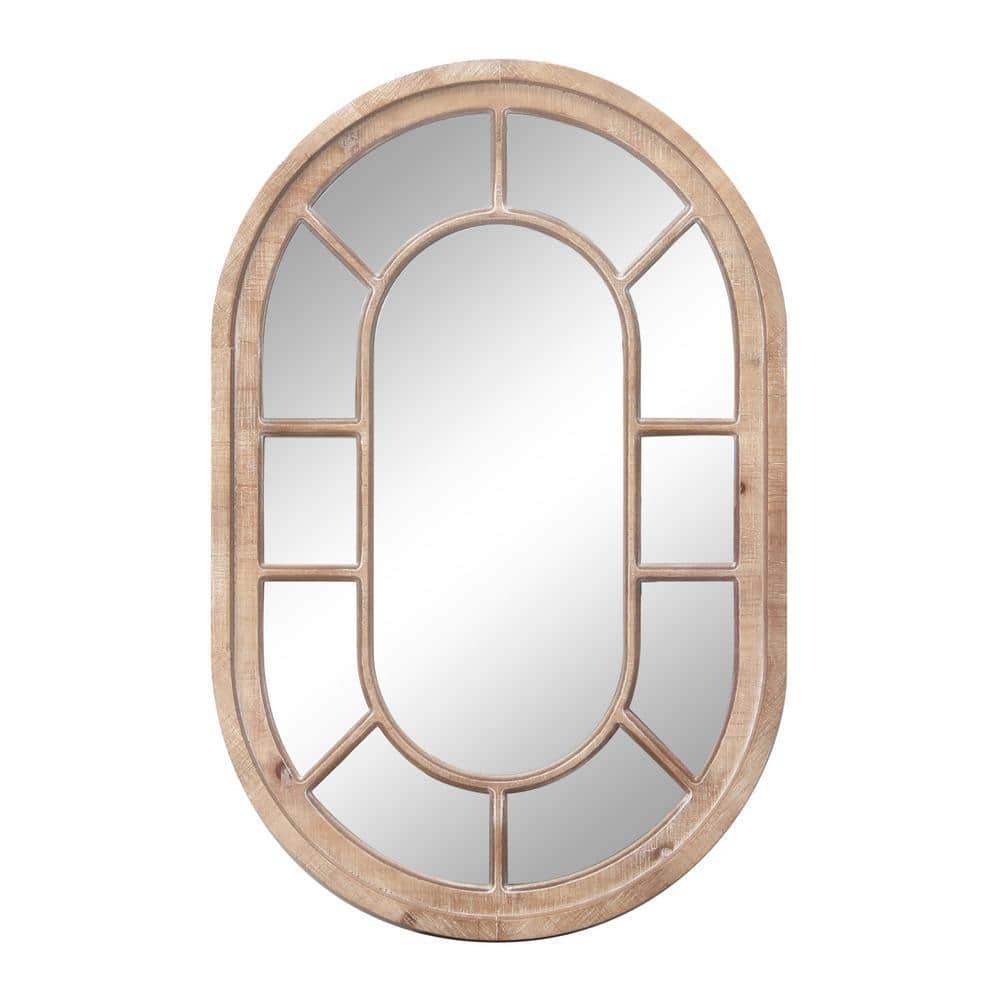 PARISLOFT 24 in. W x 36 in. H Oval Framed Wood Pane Accents Wall