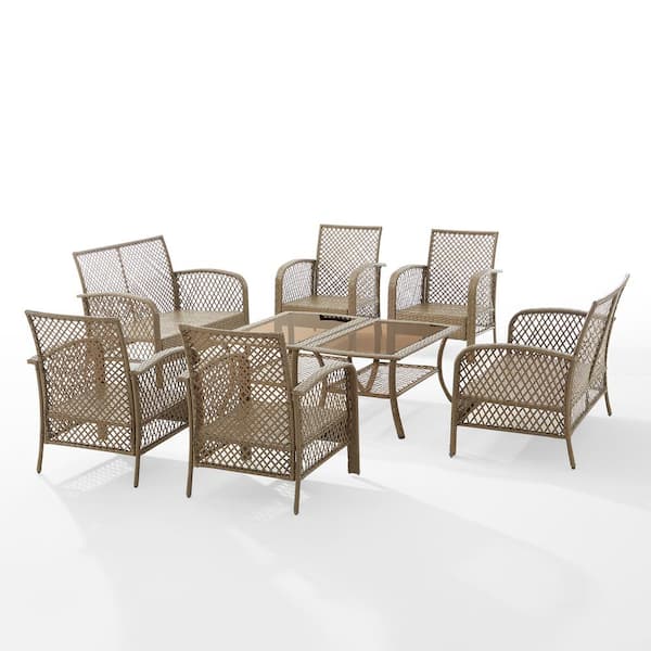 Crosley Furniture Tribeca Driftwood 8 Piece Wicker Patio Conversation Set With Sand Cushions Ko70237dw Sa The Home Depot - Driftwood Color Outdoor Furniture