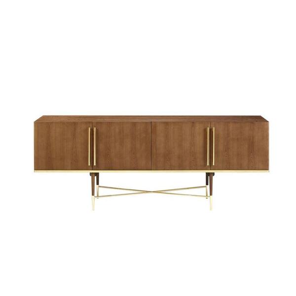 Modrest Bernard Mid-Century Modern Walnut and Gold Wood 95 in. Buffet